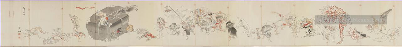 nuit mars d’une centaine de démons moitié gauche Tosa Mitsuoki japonais Peintures à l'huile